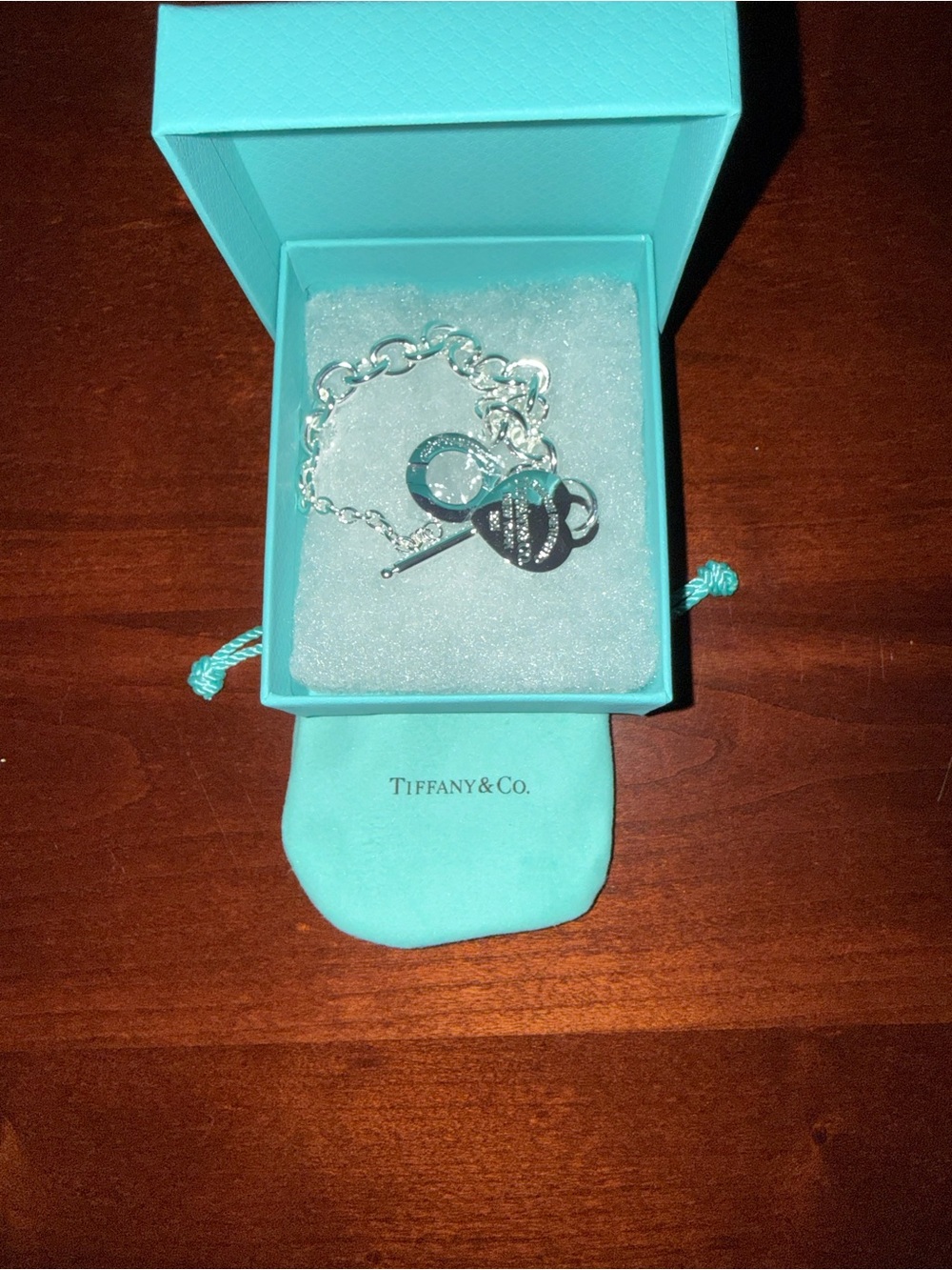 Tiffany & Co. Silver Toggle Charm Bracelet with Tiffany Blue Pouch
